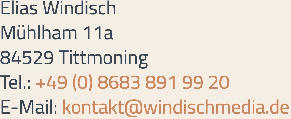 Bild mit den Kontaktdaten von Windisch Media